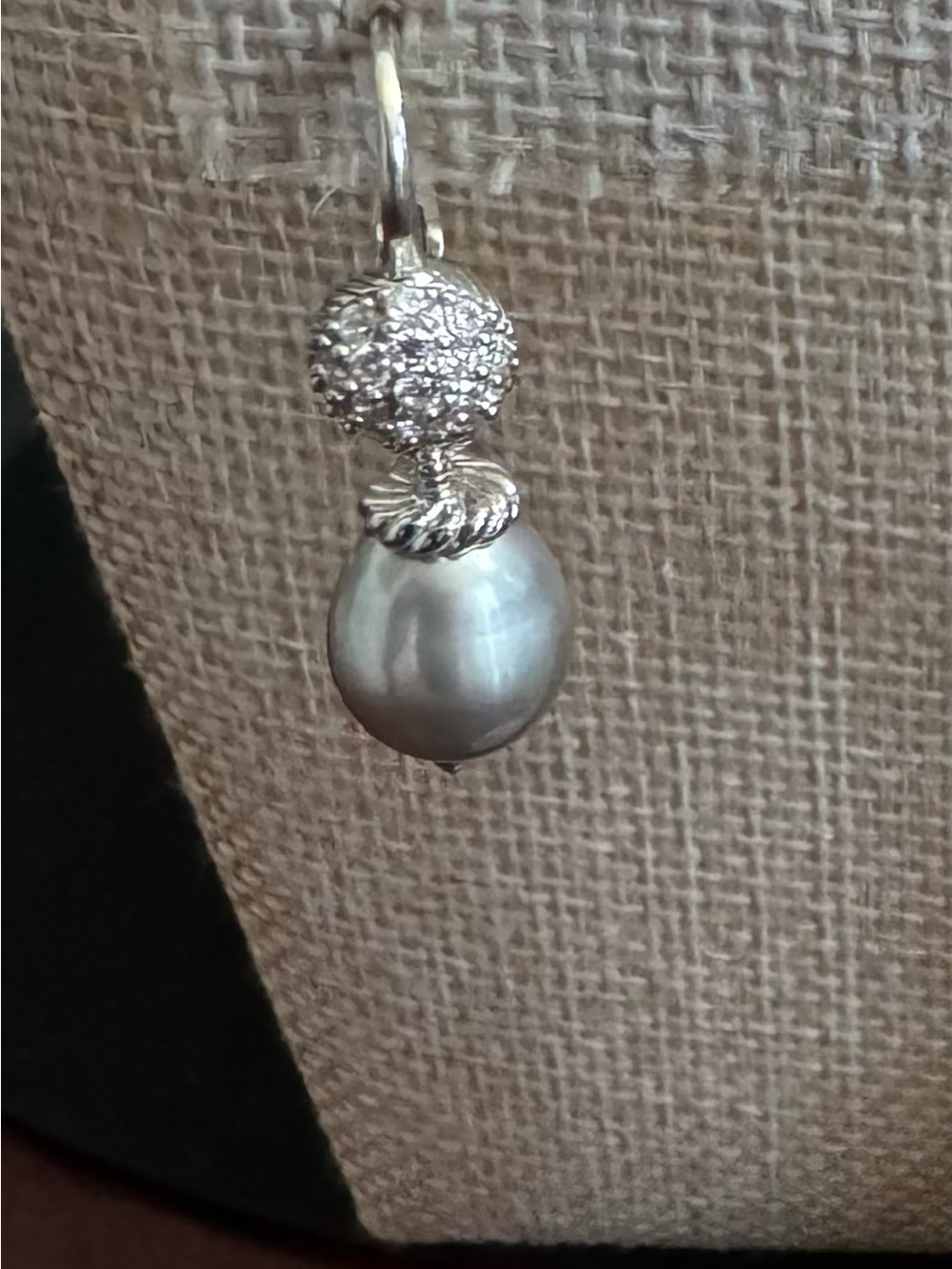 Judith Ripka Sterling Silver Gray Pearl Drop Earrings with Diamonique Accents - Picture 2 of 8